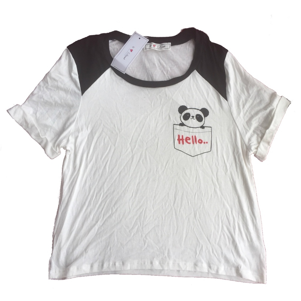 It ❤️ Closet It Closet Panda Raglan Black White Baseball Tee